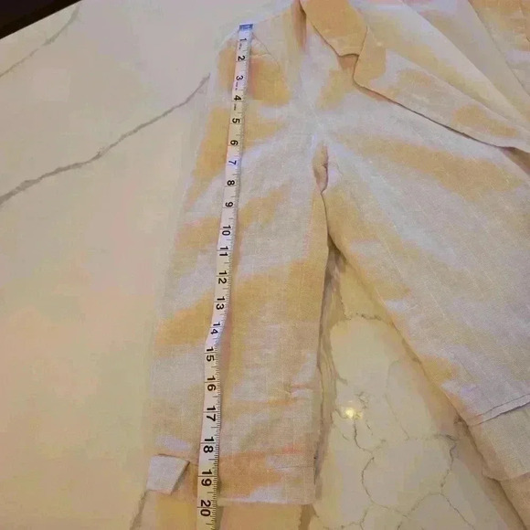 Harve Bernard Womens Linen Pin Striped Blazer Pale Peach Pink Size 8 - Picture 5 of 10